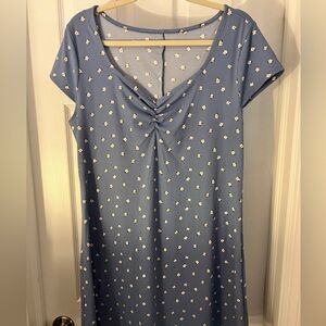 No Boundaries Blue and White Ruched Midi Sundress